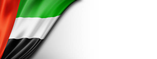 United Arab Emirates flag isolated on white banner United Arab Emirates flag isolated on white. Horizontal panoramic banner. united arab emirates flag stock pictures, royalty-free photos & images