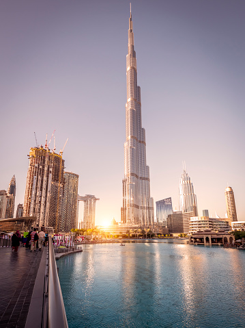 Burj Khalifa Tallest Building In The World Scenery In The Night In Dubai United Arab Emirates