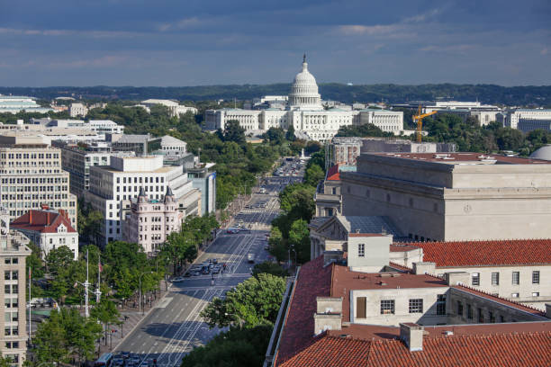 United States Capitol Building and Pennsylvania Avenue in Washington, DC - 4k/UHD stock photo