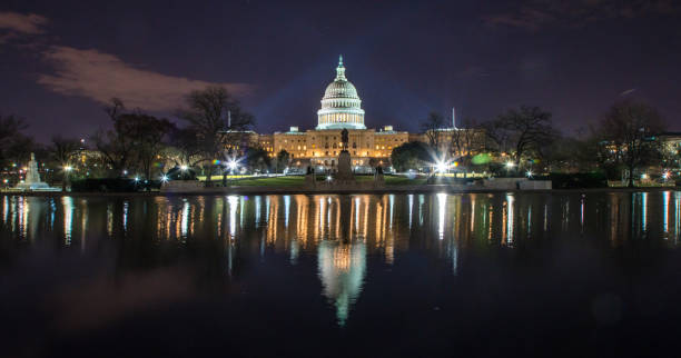 United States Capitol West Across Reflecting Pool in Washington, DC stock photo
