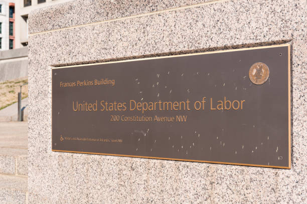 Sign on the exterior of The Francis Perkins building at 200 Constitution Avenue NW in Washington DC, USA.  Building is used by United States Department of Labor