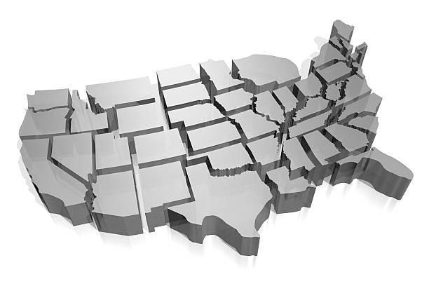 3 d estados unidos de américa (eua) mapa - michigan iowa fotografías e imágenes de stock