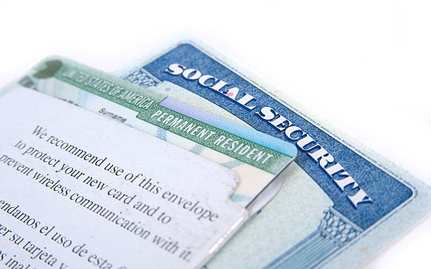 United States of America social security and green card stock photo