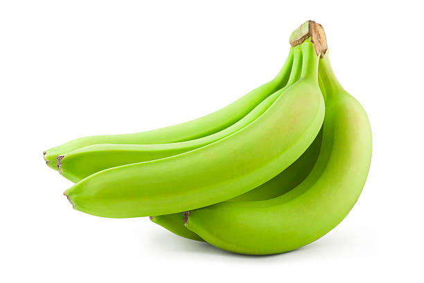 Unripe bananas stock photo