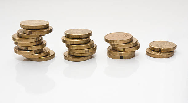 Untidy Trending Down Coin Graph stock photo