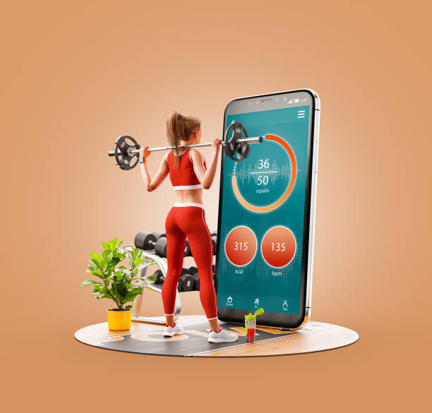 Unusual 3d illustration smart phone application stock photo