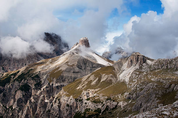 Unusual Mountain Landscape in the Dolomites stock photo