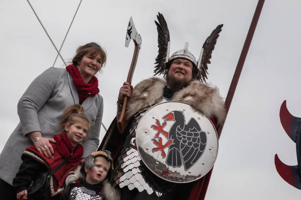 Up Helly Aa 2020 Guizer Jarl stock photo