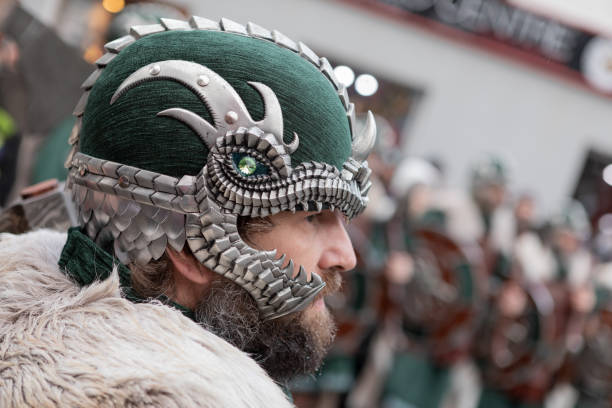 2019 Up Helly Aa Marching Vikings stock photo
