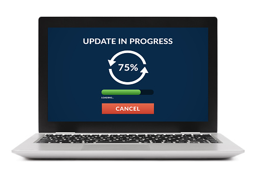 Update Concept On Laptop Computer Screen Isolated Stock Photo ...