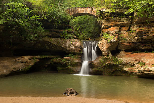 Upper Falls at Hocking Hills State Park, Ohio. stock photo
