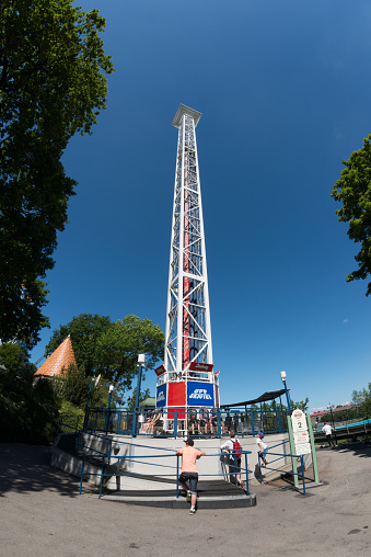 Gothenburg, Sweden - June 15 2014: Uppskjutet ride at Liseberg amusement park.