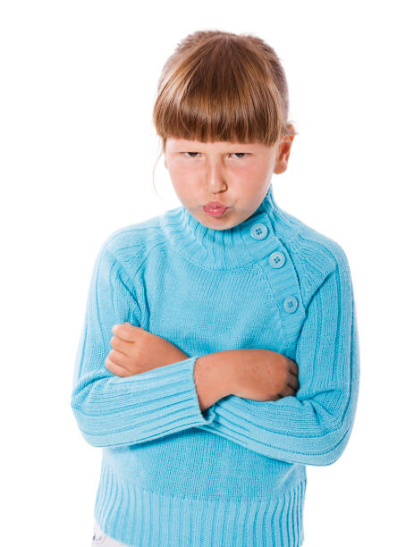 Upset cranky girl Upset cranky girl standing crossed hands isolated on white background my cam girls stock pictures, royalty-free photos & images
