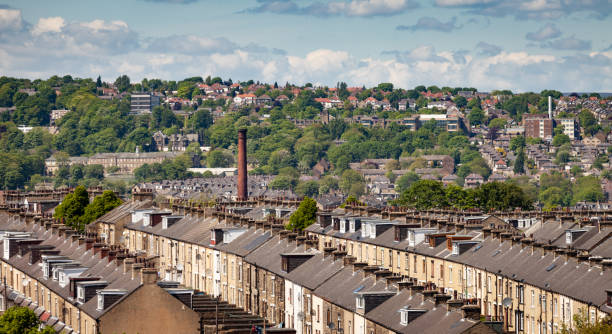 Urban and suburban housing in Bradford, West Yorkshire stock photo