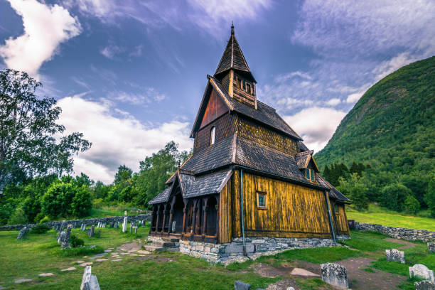 Urnes Stave Church, UNESCO site, in Ornes, Norway stock photo