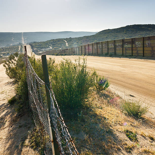 US/Mexico Border Fence stock photo