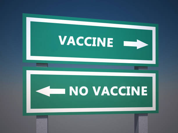 vacuna o no vacuna. concepto de vacunación covid-19.. renderizado 3d, ilustración - vaccine mandate fotografías e imágenes de stock