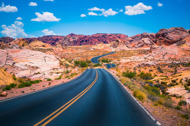 Valley of Fire panoramic road - Nevada USA Valley of Fire panoramic road - Nevada USA nevada stock pictures, royalty-free photos & images