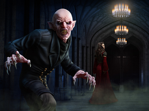 Vampire Scene 3d Illustration Stock Photo - Download Image Now - iStock