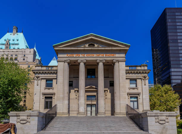 Vancouver Art Gallery on Robson Square built in Roman style in British Columbia Canada stock photo