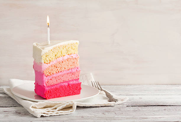 Vanilla Cake in Pink Ombre stock photo