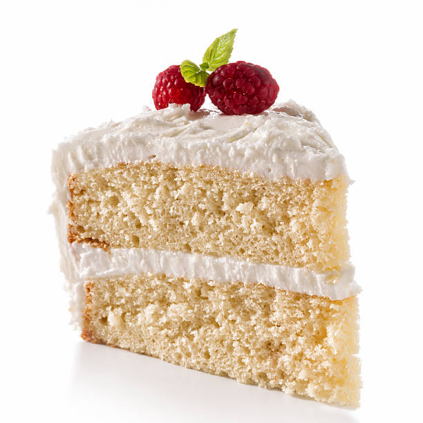 vanille torte - kuchenstück stock-fotos und bilder