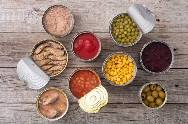 Variety Canned  food stock photo