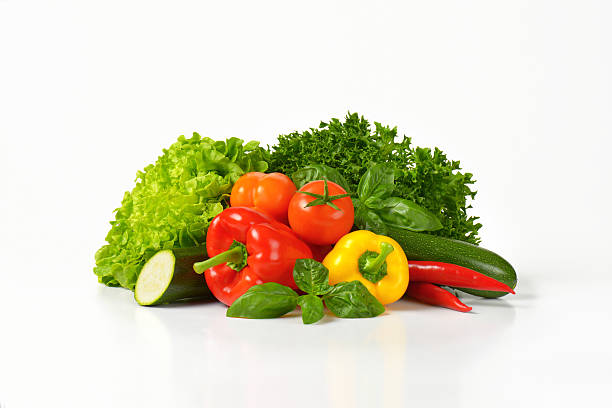 variety of fresh vegetables assortment of fresh vegetables on white background pepper vegetable stock pictures, royalty-free photos & images
