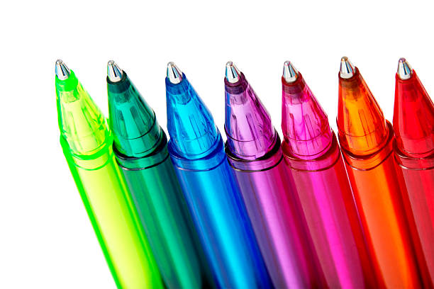 Various Colours of Ball Point Pens Various Colours of Ball Point Pens, Isolated on White Background ballpoint pen stock pictures, royalty-free photos & images