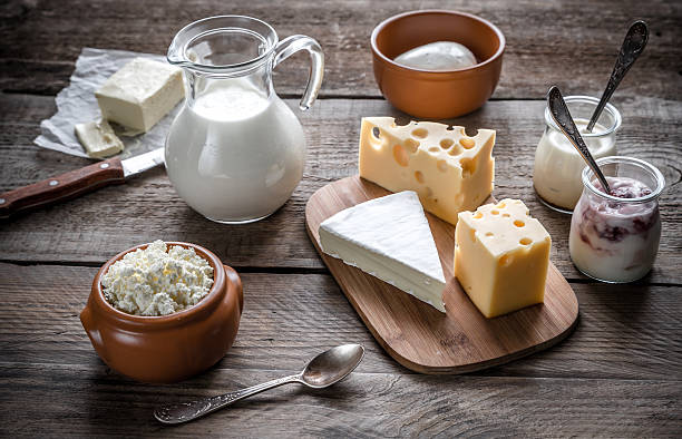 Various types of dairy products stock photo