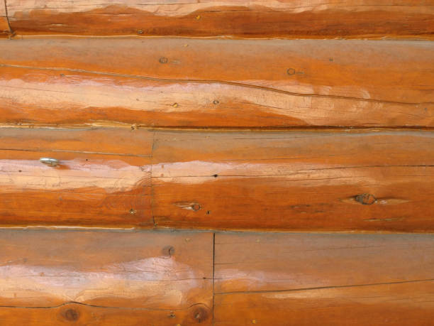 varnished wood cabin wall panel background backdrop stock photo