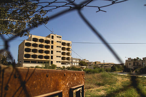 Varosha Abandoned building in the district of Varosha in Famagusta, Cyprus varosha cyprus stock pictures, royalty-free photos & images