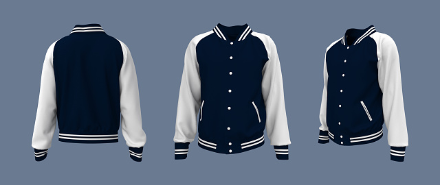 Jean jacket isolated on white. Front and back views. Ready for clipping path.