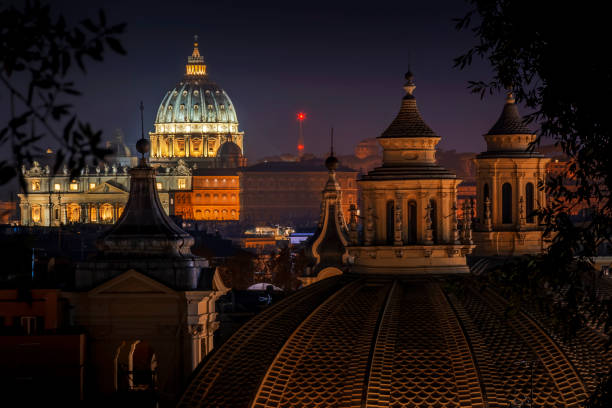Vatican City, Saint Peter's Basilica from Rome stock photo