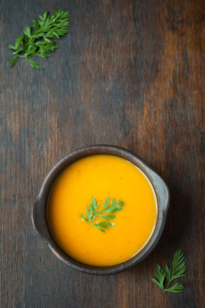 Vegan butternut squash soup stock photo