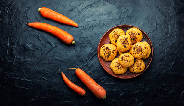 Vegan carrot cookies stock photo