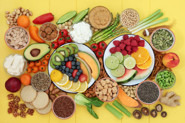 vegan health food for a healthy life - plant based food imagens e fotografias de stock