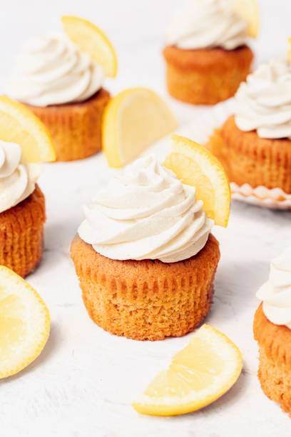 Vegan lemon cupcakes stock photo