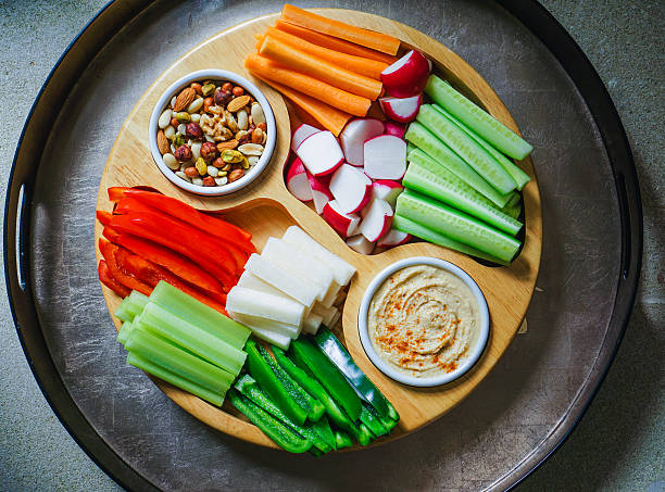 Vegetable Crudites and Dips. stock photo
