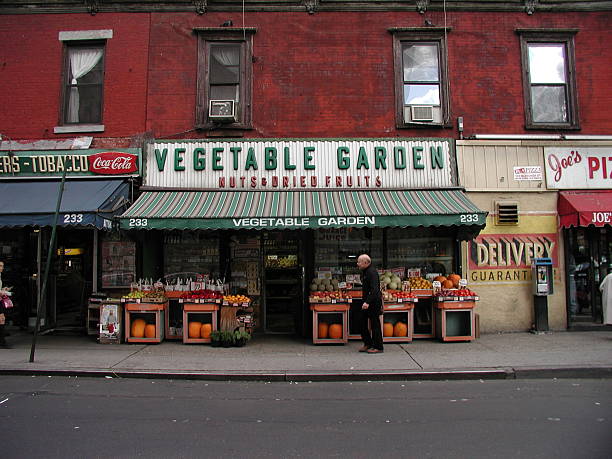 Vegetable Garden produce market in Greenwich Village NYC 2003 stock photo