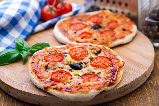 Vegetarian mini pizza stock photo