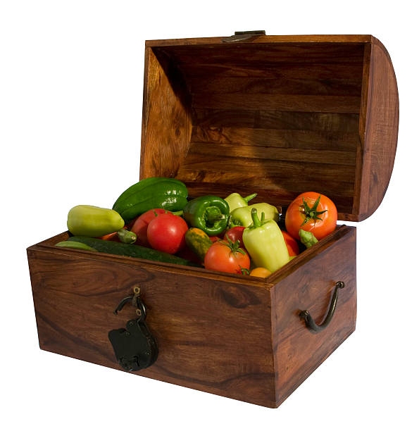 veggie treasure chest 1 w/clipping path stock photo