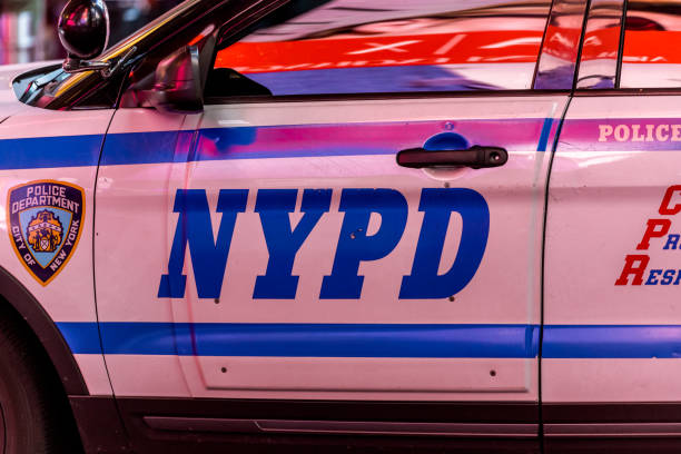 NYPD vehicle signage stock photo