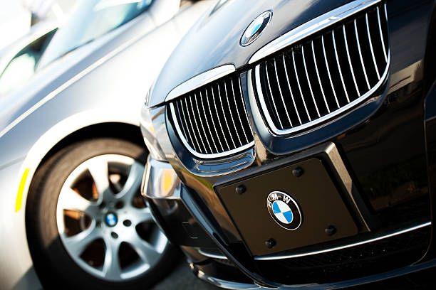 BMW vehicles at the dealership stock photo
