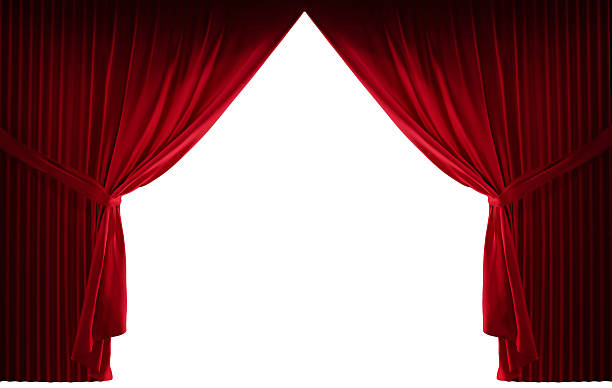 Velvet red courtain 3D realistic stage courtains with a black background curtain stock pictures, royalty-free photos & images