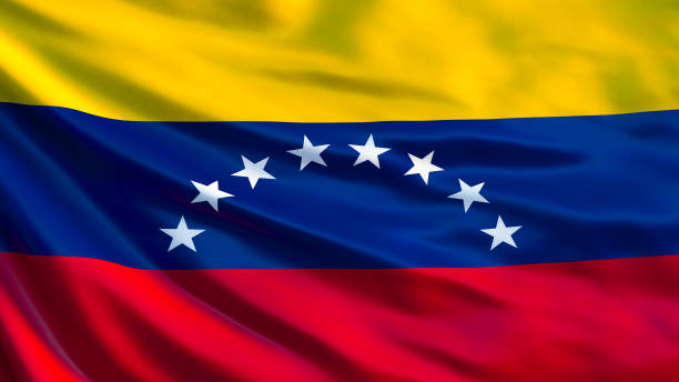 Venezuela flag. Waving flag of Venezuela 3d illustration. Caracas stock photo