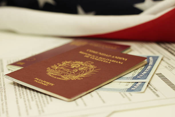 Venezuela passport and social security ID stock photo