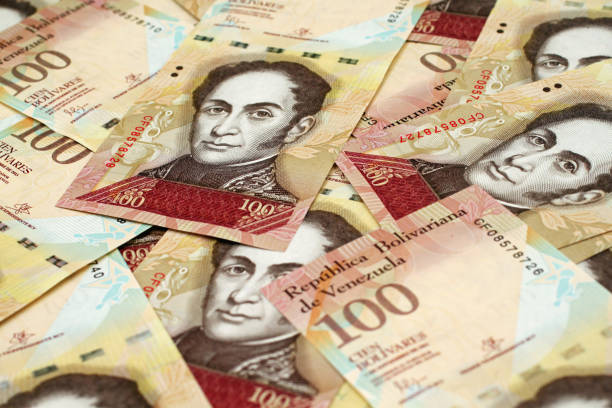 Venezuelan currency close up stock photo