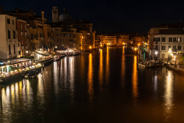 Venice Grand Canal at night stock photo