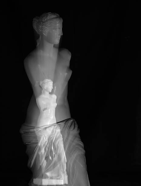 Venus de Milo statue on a black background, copy. 